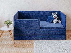 Диван-кровать Happy (синий) в Кочках - kochki.mebel-nsk.ru | фото