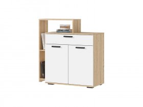 Комод 1000 КМ-01 Санса (дуб сонома/белый) в Кочках - kochki.mebel-nsk.ru | фото