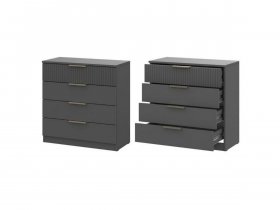 Комод 4 ящика (ЛДСП/МДФ) Эккервуд (графит) в Кочках - kochki.mebel-nsk.ru | фото
