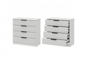 Комод 4 ящика (МДФ) Эккервуд (белый) в Кочках - kochki.mebel-nsk.ru | фото