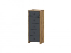 Комод 5ящ. Байкал (дуб крафт золотой/графит) в Кочках - kochki.mebel-nsk.ru | фото