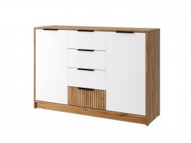 Комод КМ-002 Ивис (дуб крафт золотой/белый) в Кочках - kochki.mebel-nsk.ru | фото