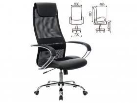 Кресло офисное BRABIX PREMIUM Stalker EX-608 CH, хром, ткань-сетка/кожзам, черное в Кочках - kochki.mebel-nsk.ru | фото