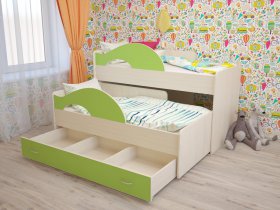 Кровать детская двухуровневая Радуга 80*160 в Кочках - kochki.mebel-nsk.ru | фото