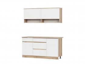 Кухонный гарнитур 1,6м Брауни (дуб делано/белый) в Кочках - kochki.mebel-nsk.ru | фото