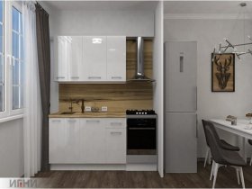 Кухонный гарнитур МДФ Выгодно и точка 1,5 м (белый глянец) в Кочках - kochki.mebel-nsk.ru | фото
