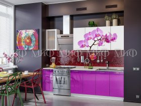 Кухонный гарнитур Орхидея (фиолетовый) в Кочках - kochki.mebel-nsk.ru | фото