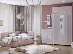 Модульная детская Милана (белое дерево/сакура) в Кочках - kochki.mebel-nsk.ru | фото