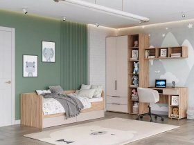Модульная детская Сицилия (дуб альпийский/тефия) в Кочках - kochki.mebel-nsk.ru | фото