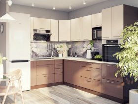 Модульная кухня Классика (ваниль/шоколад) в Кочках - kochki.mebel-nsk.ru | фото