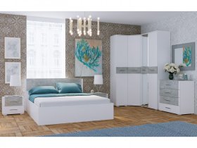 Модульная спальня Бьянка (белый/бетон) в Кочках - kochki.mebel-nsk.ru | фото