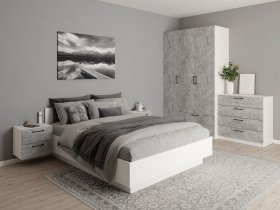 Модульная спальня Гамма (белый/цемент) в Кочках - kochki.mebel-nsk.ru | фото