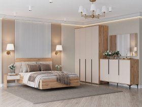 Модульная спальня Сицилия (дуб альпийский/тефия) в Кочках - kochki.mebel-nsk.ru | фото