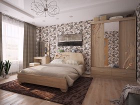 Модульная спальня Виктория-1 (дуб сонома) в Кочках - kochki.mebel-nsk.ru | фото