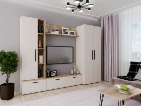 Модульная стенка Верона (сатин/дуб крафт серый) в Кочках - kochki.mebel-nsk.ru | фото
