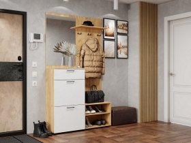 Прихожая Монтана (дуб крафт золотой/белый) в Кочках - kochki.mebel-nsk.ru | фото