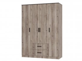 Шкаф четырехстворчатый Титан (дуб смоки) в Кочках - kochki.mebel-nsk.ru | фото