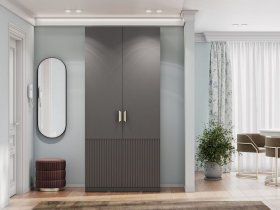 Шкаф двухстворчатый Эккервуд (Нью) (графит) в Кочках - kochki.mebel-nsk.ru | фото