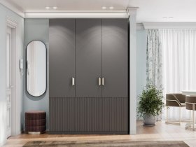 Шкаф трехстворчатый Эккервуд (Нью) (графит) в Кочках - kochki.mebel-nsk.ru | фото
