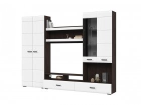 Стенка ГС-01 Либерти (венге/белый глянец) в Кочках - kochki.mebel-nsk.ru | фото
