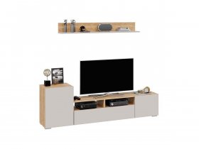 Стенка «Сильвия» (дуб крафт золотой/кашемир) в Кочках - kochki.mebel-nsk.ru | фото