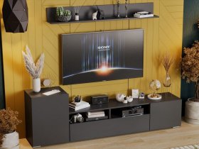 Стенка «Сильвия» (графит серый) в Кочках - kochki.mebel-nsk.ru | фото