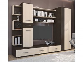 Стенка Верона (дуб венге/дуб молочный) в Кочках - kochki.mebel-nsk.ru | фото