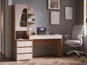 Стол компьютерный Пифагор (дуб вотан/кашемир) в Кочках - kochki.mebel-nsk.ru | фото