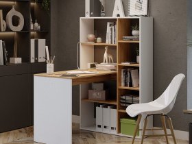 Стол письменный тип 16 (дуб крафт золотой/белый ясень) в Кочках - kochki.mebel-nsk.ru | фото