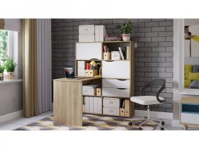 Стол письменный тип 7 (дуб сонома/белый ясень) в Кочках - kochki.mebel-nsk.ru | фото