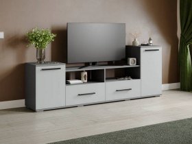 Тумба под ТВ Парус-2 (графит серый/серый камень) в Кочках - kochki.mebel-nsk.ru | фото